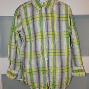 GAP Kids Green/Yellow/Gray/White Button Down LS Size S (6-7) Boy's